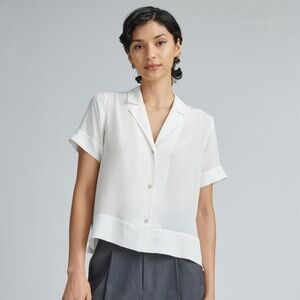 Everlane Notch Silk Shirt, Off-White